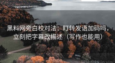 黑料网旁白校对法：盯转发语加码吗，立刻把字幕改描述（写作也能用）