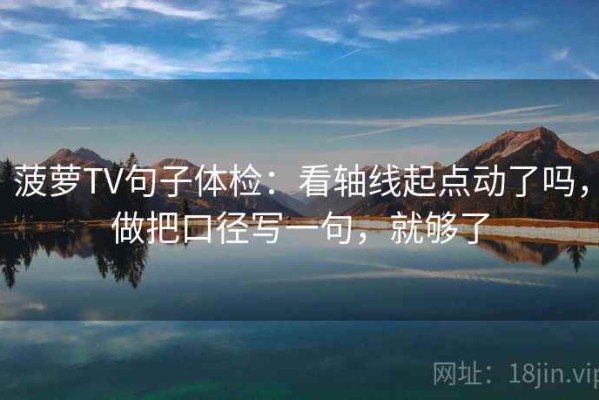 菠萝TV句子体检：看轴线起点动了吗，做把口径写一句，就够了